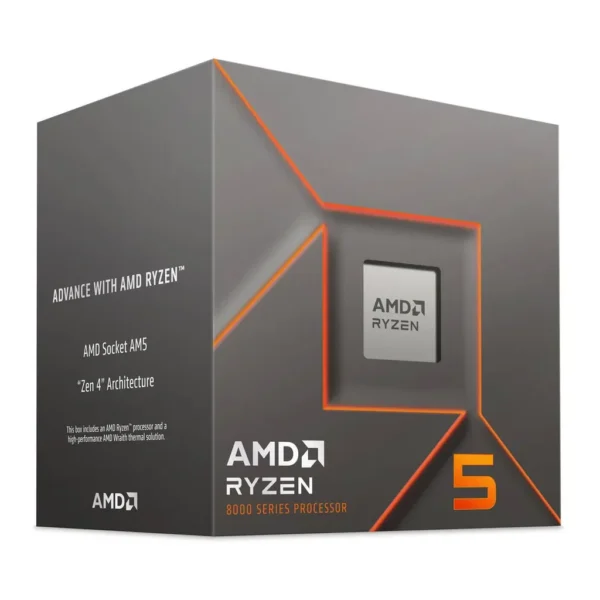 AMD Ryzen 5 8400F AM5 Desktop Processor, 6 Cores & 12 Threads, 4.7 GHz Max Boost Clock, 6MB L2 & 16MB L3 Cache, DDR5-5200 Memory, Zen 4 Architecture, Includes Wraith Stealth Cooler | 100-100001591BOX – Main image AMD Ryzen 5 8400F AM5 Desktop Processor, 6 Cores & 12 Threads, 4.7 GHz Max Boost Clock, 6MB L2 & 16MB L3 Cache, DDR5-5200 Memory, Zen 4 Architecture, Includes Wraith Stealth Cooler | 100-100001591BOX – Main image