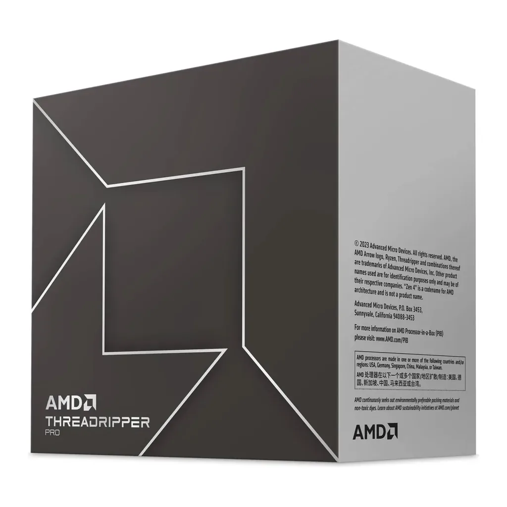 AMD Ryzen Threadripper PRO 7965WX 4.2 GHz sTR5 Processor, 24 Cores & 48 Threads, 5.3 GHz MaxTurbo Frequency, 128MB L3 Cache, 8-CH DDR5 ECC Memory, Up to 5200MT/s, Zen 4 Arc | 100-100000885WOF – Gallery image 3 AMD Ryzen Threadripper PRO 7965WX 4.2 GHz sTR5 Processor, 24 Cores & 48 Threads, 5.3 GHz MaxTurbo Frequency, 128MB L3 Cache, 8-CH DDR5 ECC Memory, Up to 5200MT/s, Zen 4 Arc | 100-100000885WOF – Gallery image 3
