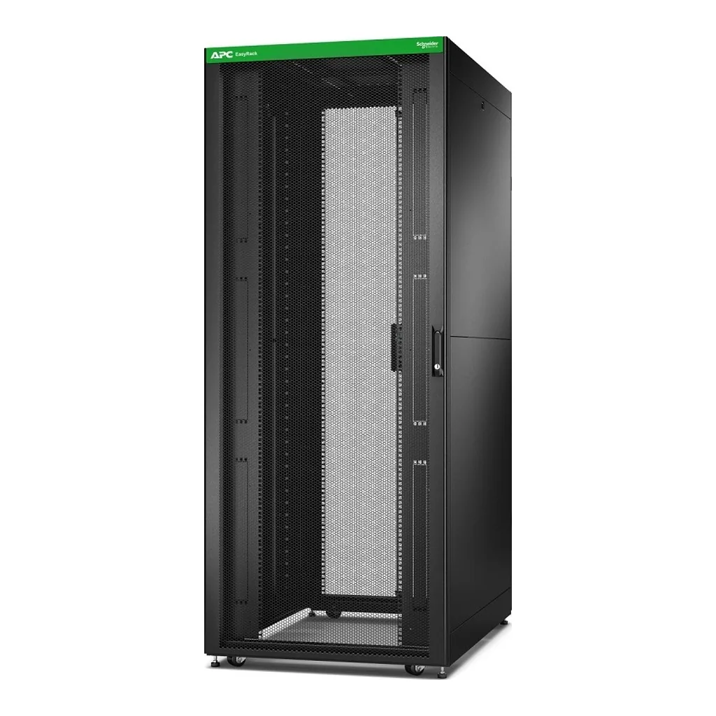 APC 42U Easy Rack Cabinet, 800/1200mm, 19" Width, Roof/Side Panel, Castors, Feet, 4 Brackets, No Bottom, Black | ER8222 – Main image APC 42U Easy Rack Cabinet, 800/1200mm, 19" Width, Roof/Side Panel, Castors, Feet, 4 Brackets, No Bottom, Black | ER8222 – Main image