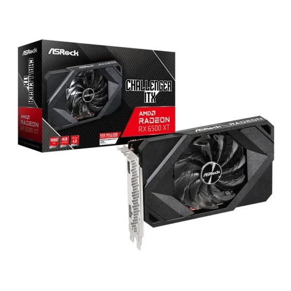 ASRock AMD Radeon RX 6500 XT Challenger ITX Graphic Card, 4GB GDDR6 64-bit Memory, 2815 MHz Boost Clock, 18 Gbps Memory Clock, PCI Express 4.0 x 4,- 1 – Main image ASRock AMD Radeon RX 6500 XT Challenger ITX Graphic Card, 4GB GDDR6 64-bit Memory, 2815 MHz Boost Clock, 18 Gbps Memory Clock, PCI Express 4.0 x 4,- 1 – Main image
