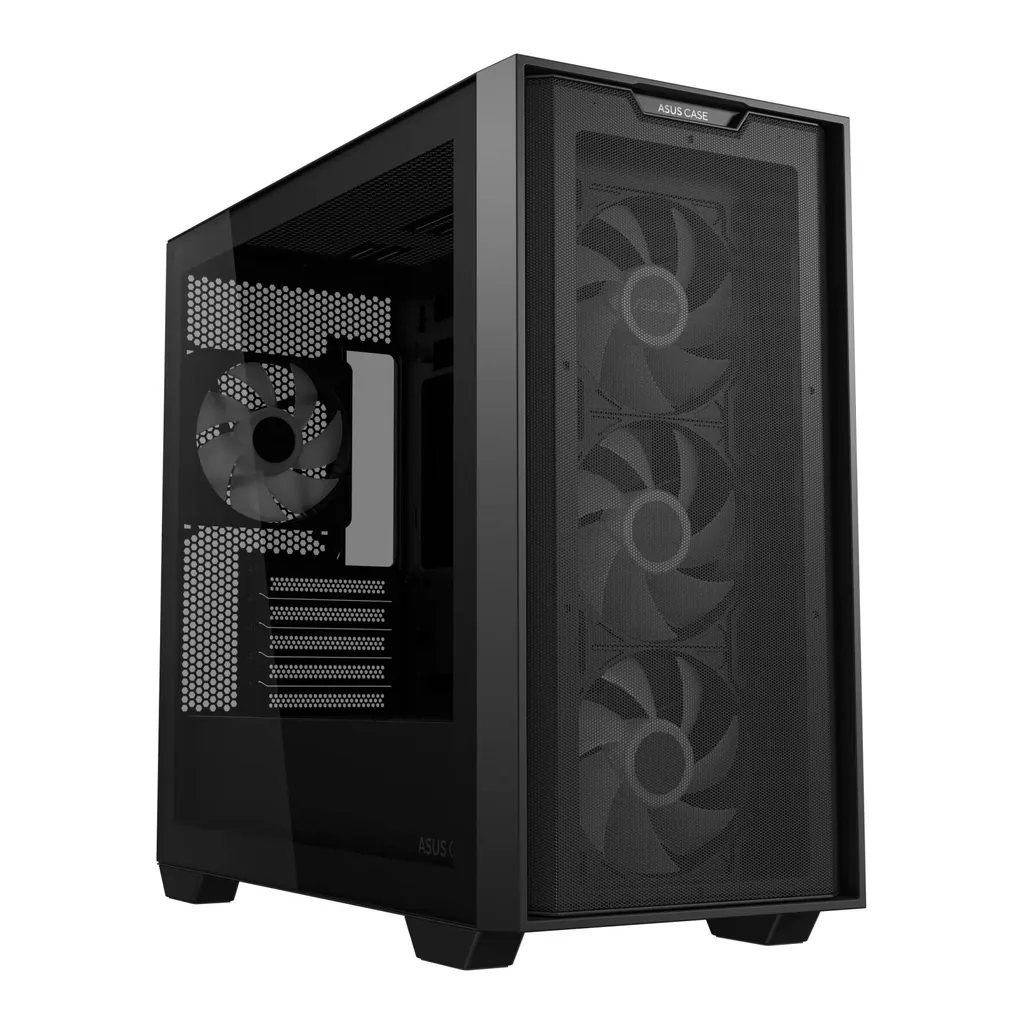 ASUS A21 Plus M-ATX Computer Case, 4x 120mm aRGB Pre-Installed Fan, Up to 360mm Radiator & 7x Fan Support, BTF Support, Headphone, Microphone & 2x USB 3.2 Gen1 Interface, Black | 90DC00H0-B19010 – Gallery image 1 ASUS A21 Plus M-ATX Computer Case, 4x 120mm aRGB Pre-Installed Fan, Up to 360mm Radiator & 7x Fan Support, BTF Support, Headphone, Microphone & 2x USB 3.2 Gen1 Interface, Black | 90DC00H0-B19010 – Gallery image 1
