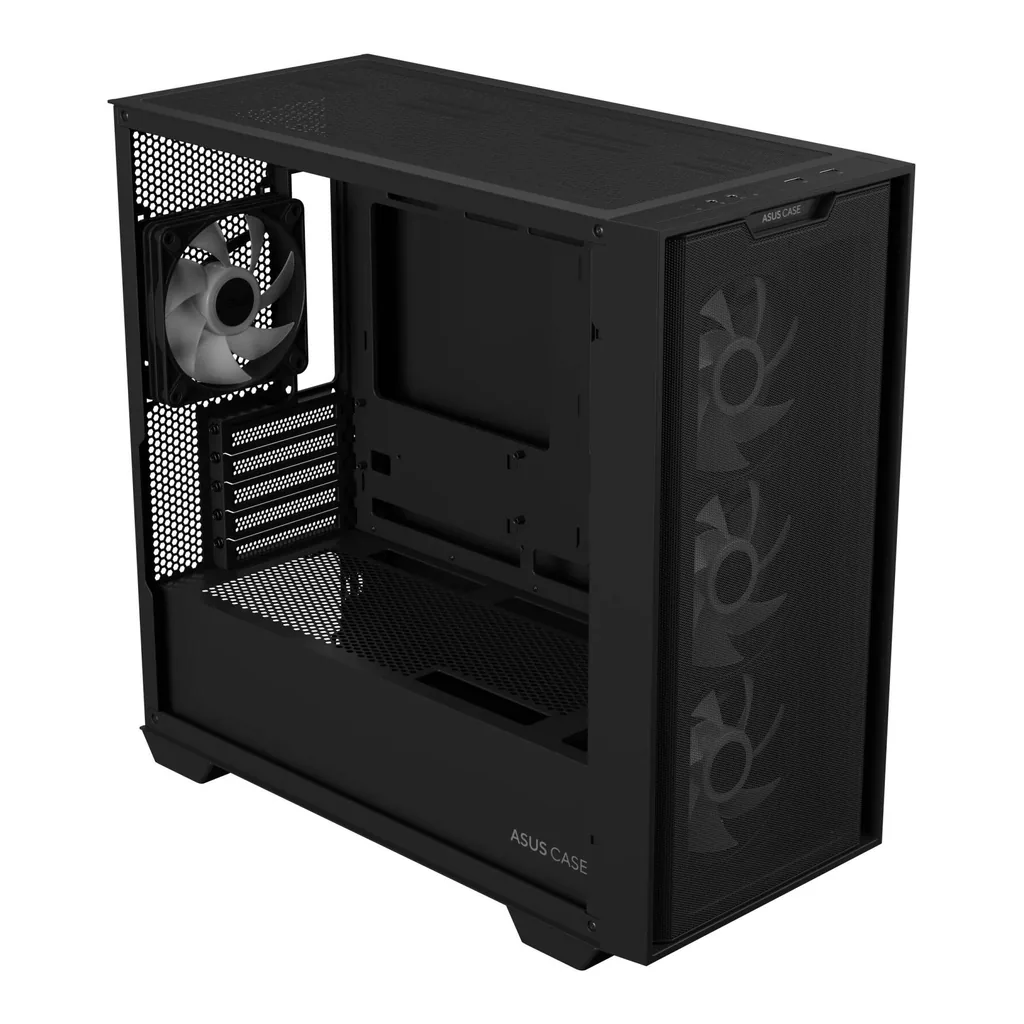 ASUS A21 Plus M-ATX Computer Case, 4x 120mm aRGB Pre-Installed Fan, Up to 360mm Radiator & 7x Fan Support, BTF Support, Headphone, Microphone & 2x USB 3.2 Gen1 Interface, Black | 90DC00H0-B19010 – Gallery image 7 ASUS A21 Plus M-ATX Computer Case, 4x 120mm aRGB Pre-Installed Fan, Up to 360mm Radiator & 7x Fan Support, BTF Support, Headphone, Microphone & 2x USB 3.2 Gen1 Interface, Black | 90DC00H0-B19010 – Gallery image 7