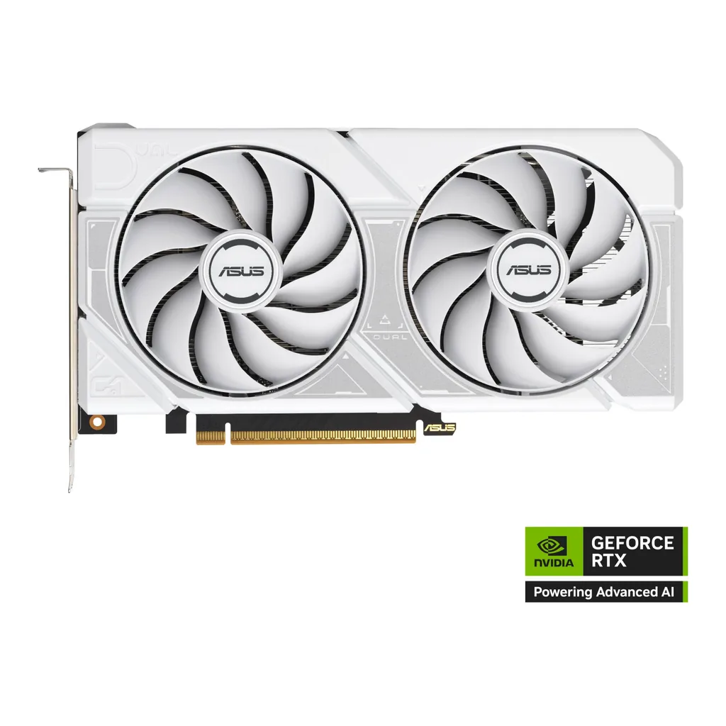 ASUS Dual GeForce RTX 5060 White OC Edition 8GB GDDR7 Graphics Card, 8GB GDDR7 128-Bit Memory, 2535MHz Boost Clock, 28 Gbps Memory Speed, 3840 CUDA Co – Gallery image 1 ASUS Dual GeForce RTX 5060 White OC Edition 8GB GDDR7 Graphics Card, 8GB GDDR7 128-Bit Memory, 2535MHz Boost Clock, 28 Gbps Memory Speed, 3840 CUDA Co – Gallery image 1