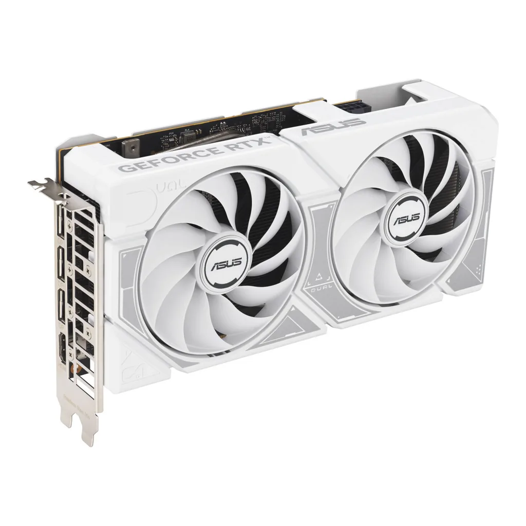 ASUS Dual GeForce RTX 5060 White OC Edition 8GB GDDR7 Graphics Card, 8GB GDDR7 128-Bit Memory, 2535MHz Boost Clock, 28 Gbps Memory Speed, 3840 CUDA Co – Gallery image 3 ASUS Dual GeForce RTX 5060 White OC Edition 8GB GDDR7 Graphics Card, 8GB GDDR7 128-Bit Memory, 2535MHz Boost Clock, 28 Gbps Memory Speed, 3840 CUDA Co – Gallery image 3