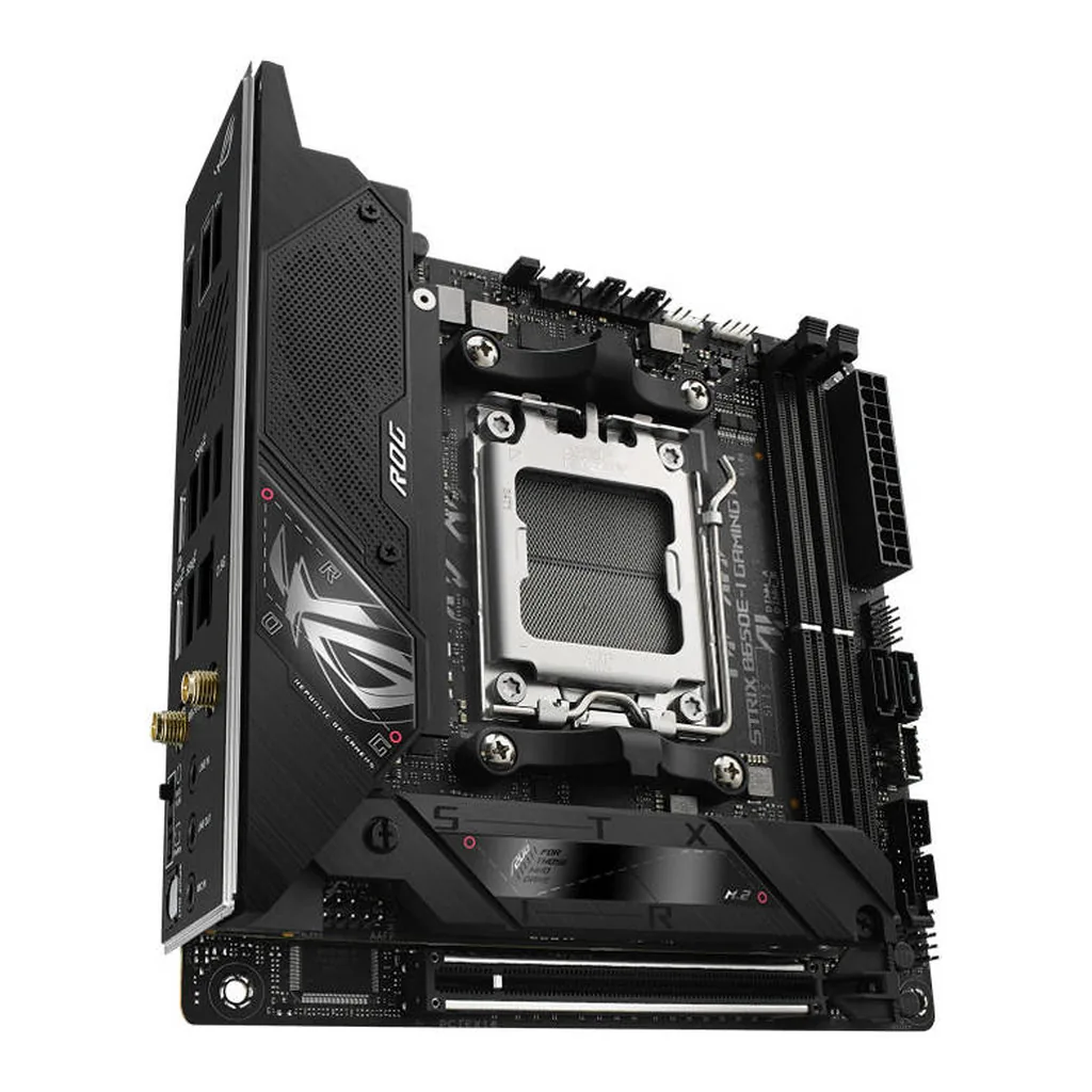 ASUS ROG STRIX B650E-I GAMING WIFI AM5 Mini-ITX Motherboard, AMD B650 Chipset, 2 CH 2x DDR5 DIMM, 64GB Max Memory, Wi-Fi 6E/2.5Gb Eth/ BT v5.2, 1x PCIe 5.0 x16, 1xHDMI, 1xUSB3.2 | 90MB1BI0-M0EAY0 – Gallery image 3 ASUS ROG STRIX B650E-I GAMING WIFI AM5 Mini-ITX Motherboard, AMD B650 Chipset, 2 CH 2x DDR5 DIMM, 64GB Max Memory, Wi-Fi 6E/2.5Gb Eth/ BT v5.2, 1x PCIe 5.0 x16, 1xHDMI, 1xUSB3.2 | 90MB1BI0-M0EAY0 – Gallery image 3