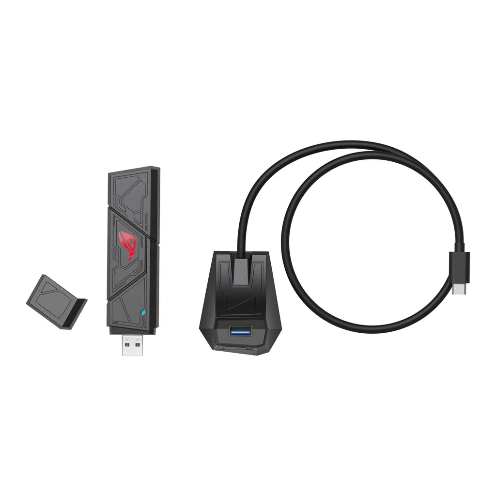 ASUS ROG USB-BE92 BE6500 Tri-Band Wi-Fi 7 USB Adapter, 2882Mbps 6GHz, 2882Mbps 5GHz, 688Mbps 2.4GHz, MLO, 4K-QAM, OFDMA, MU-MIMO, USB-A & USB-C, Plug & Play, WPA3, Win 10/11 | USB-BE92 – Gallery image 4 ASUS ROG USB-BE92 BE6500 Tri-Band Wi-Fi 7 USB Adapter, 2882Mbps 6GHz, 2882Mbps 5GHz, 688Mbps 2.4GHz, MLO, 4K-QAM, OFDMA, MU-MIMO, USB-A & USB-C, Plug & Play, WPA3, Win 10/11 | USB-BE92 – Gallery image 4