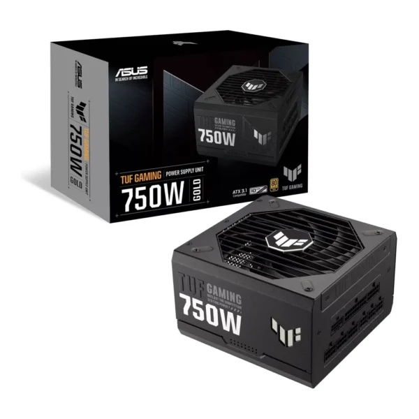 ASUS TUF Gaming 750W Fully Modular Power Supply, 80 PLUS Gold Efficiency, Active PFC, ATX12V Form Factor, Dual Ball Fan Bearings, Axial-Tech Fan Design, Black | 90YE00S3-B0NA00 – Main image ASUS TUF Gaming 750W Fully Modular Power Supply, 80 PLUS Gold Efficiency, Active PFC, ATX12V Form Factor, Dual Ball Fan Bearings, Axial-Tech Fan Design, Black | 90YE00S3-B0NA00 – Main image