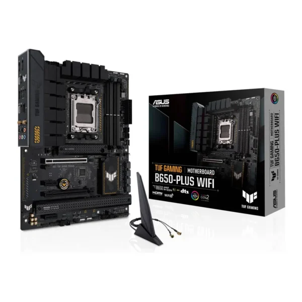 Asus Tuf Gaming B650-Plus Wifi DDR5 ATX Motherboard, AMD Socket AM5, B650 Chipset, 2.5Gb Ethernet, Bluetooth, WiFi 6E 6GHz, Max 128GB 4xDIMM Memory, PCIe 4.0x16, 3xM.2 Slot | 90MB1BZ0-M0EAY0 – Main image Asus Tuf Gaming B650-Plus Wifi DDR5 ATX Motherboard, AMD Socket AM5, B650 Chipset, 2.5Gb Ethernet, Bluetooth, WiFi 6E 6GHz, Max 128GB 4xDIMM Memory, PCIe 4.0x16, 3xM.2 Slot | 90MB1BZ0-M0EAY0 – Main image