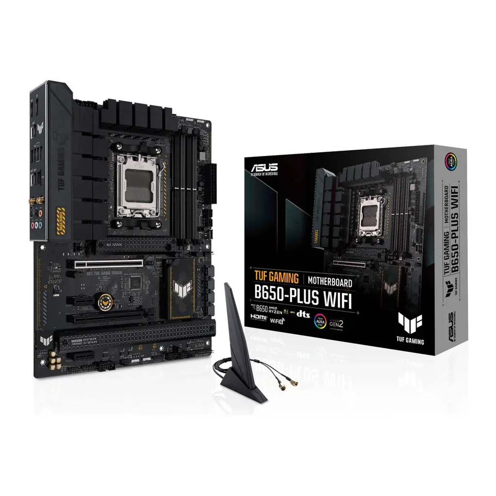 Asus Tuf Gaming B650-Plus Wifi DDR5 ATX Motherboard, AMD Socket AM5, B650 Chipset, 2.5Gb Ethernet, Bluetooth, WiFi 6E 6GHz, Max 128GB 4xDIMM Memory, PCIe 4.0x16, 3xM.2 Slot | 90MB1BZ0-M0EAY0 – Main image Asus Tuf Gaming B650-Plus Wifi DDR5 ATX Motherboard, AMD Socket AM5, B650 Chipset, 2.5Gb Ethernet, Bluetooth, WiFi 6E 6GHz, Max 128GB 4xDIMM Memory, PCIe 4.0x16, 3xM.2 Slot | 90MB1BZ0-M0EAY0 – Main image