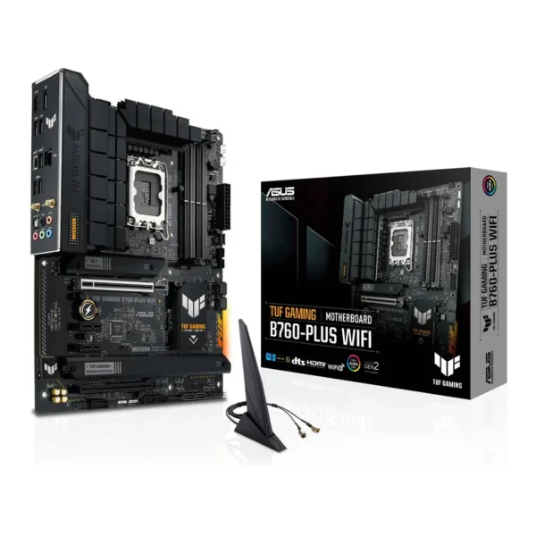ASUS TUF Gaming B760-Plus Wi-Fi ATX LGA 1700 Motherboard, Intel B760 Chipset, 4x DIMM DDR5 Slots, 192GB Max Memory, 3x M 2 Slots, 2x PCIe 5 0 x16 Slot, Realtek 2 5Gb Ethernet 90MB1ER0-M1EAY0 – Main image ASUS TUF Gaming B760-Plus Wi-Fi ATX LGA 1700 Motherboard, Intel B760 Chipset, 4x DIMM DDR5 Slots, 192GB Max Memory, 3x M 2 Slots, 2x PCIe 5 0 x16 Slot, Realtek 2 5Gb Ethernet 90MB1ER0-M1EAY0 – Main image