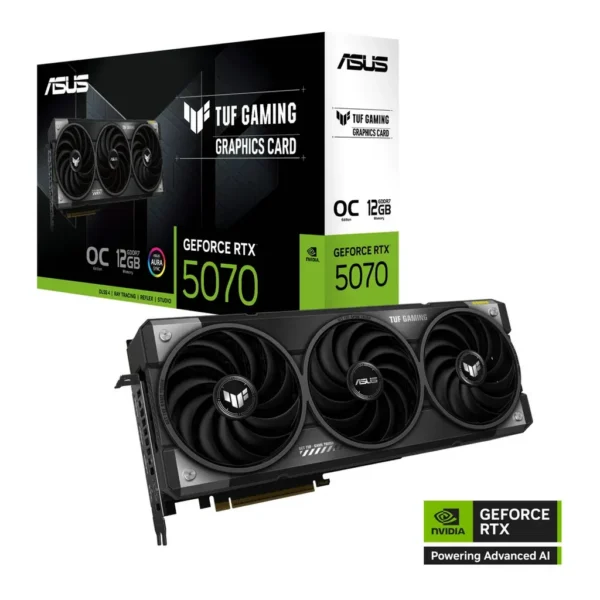ASUS TUF Gaming GeForce RTX 5070 OC Edition Graphics Card, 12GB GDDR7 192-Bit Memory, 2610MHz Boost Clock, 6144 CUDA Cores, 28 Gbps Memory Speed, PCI Express 5.0 | 90YV0LZ0-M0NA00 – Main image ASUS TUF Gaming GeForce RTX 5070 OC Edition Graphics Card, 12GB GDDR7 192-Bit Memory, 2610MHz Boost Clock, 6144 CUDA Cores, 28 Gbps Memory Speed, PCI Express 5.0 | 90YV0LZ0-M0NA00 – Main image
