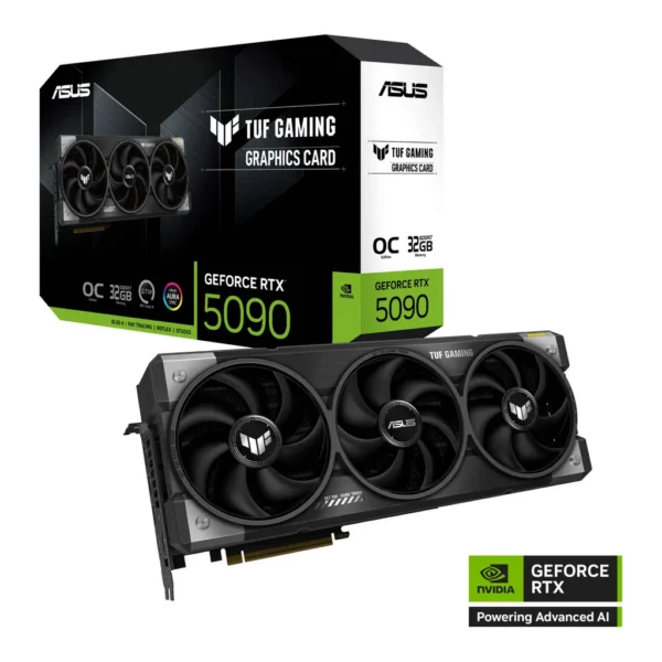 ASUS TUF Gaming GeForce RTX 5090 OC Edition Graphics Card, 32GB GDDR7 512-Bit Memory, 2550 MHz Boost Clock, 21760 CUDA Cores, PCI Express 5.0 – Main image ASUS TUF Gaming GeForce RTX 5090 OC Edition Graphics Card, 32GB GDDR7 512-Bit Memory, 2550 MHz Boost Clock, 21760 CUDA Cores, PCI Express 5.0 – Main image