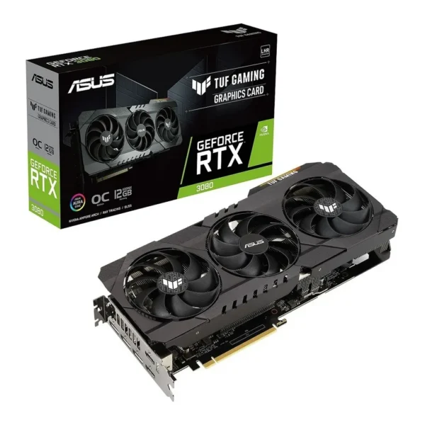 Asus Tuf GeForce RTX 3080 O12G LHR Graphics Card, 8960 Cuda Cores, 12GB GDDR6X 384 Bit Memory, GPU Tweak II, PCI Express 4.0, 1815 MHz Boost Clock, 19 Gbps, HDMI, DP | 90YV0FB8-M0NM00 – Main image Asus Tuf GeForce RTX 3080 O12G LHR Graphics Card, 8960 Cuda Cores, 12GB GDDR6X 384 Bit Memory, GPU Tweak II, PCI Express 4.0, 1815 MHz Boost Clock, 19 Gbps, HDMI, DP | 90YV0FB8-M0NM00 – Main image