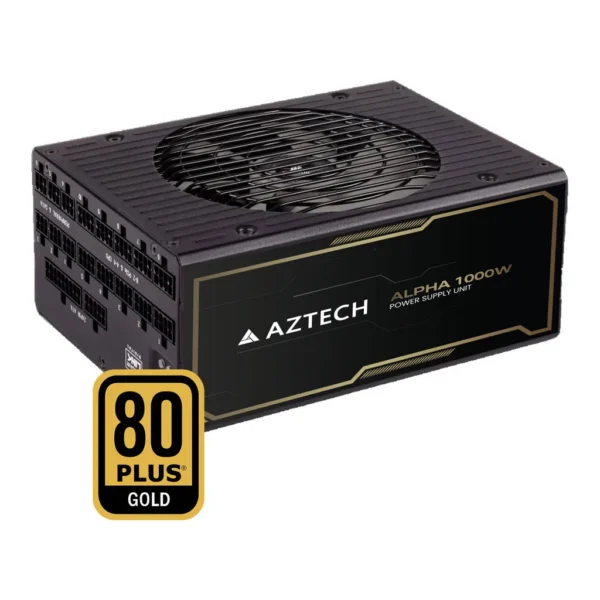 Aztech ALPHA Fully Modular Power Supply, 1000W, 80 Plus Gold Certified, ATX 3.1 Compatible, PCIe 5.1 Ready, 120mm Ultra Quiet Fan, Japanese 105°C Capacitors, Black | AZTA1000M80P – Main image Aztech ALPHA Fully Modular Power Supply, 1000W, 80 Plus Gold Certified, ATX 3.1 Compatible, PCIe 5.1 Ready, 120mm Ultra Quiet Fan, Japanese 105°C Capacitors, Black | AZTA1000M80P – Main image