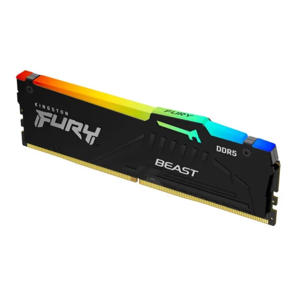 Kingston Fury Beast RGB 32GB DDR5 Desktop Memory Kit, 6400MT/s Memory Speed, CL32 CAS Latency, 288-Pin Kit, Intel XMP 3.0 & AMD Expo Profile, Black | KF564C32BBEA-32 - Image 1 Kingston Fury Beast RGB 32GB DDR5 Desktop Memory Kit, 6400MT/s Memory Speed, CL32 CAS Latency, 288-Pin Kit, Intel XMP 3.0 & AMD Expo Profile, Black | KF564C32BBEA-32 - Image 1