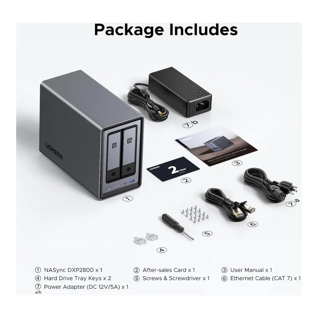 b51c1a32d7d3890a78cb71c986b2e56f-hi.jpg UGREEN NASync DXP2800 2-Bay Desktop NAS, Intel 12th Gen N100, 76TB Massive Storage, 2x M.2 Slots, JBOD/Basic/RAID0/RAID1, 4K HDMI, Diskless | DXP2800