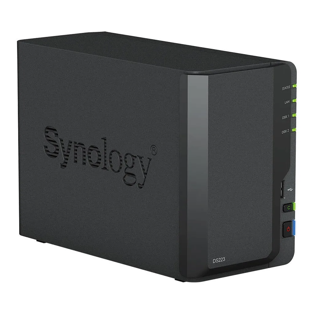 b523a2b3c9e13811c62c9ccdd19e9875-hi.jpg Synology DiskStation DS223 2-Bay NAS Enclosure, Realtek RTD1619B 1.7Ghz, 2 GB DDR4 non-ECC Memory, 2x 3.5"/2.5" SATA Drive Bays, RJ45 LAN Port, 3x USB 3.2 Ports, Black | DS223