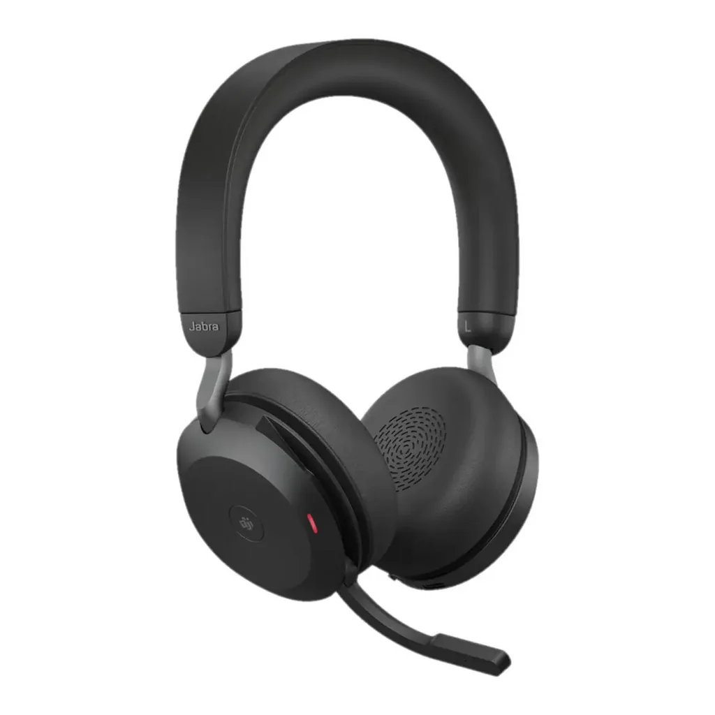 b56bfbbfbcf854b80b20c3956dcd41a8-hi.jpg Jabra Evolve2 75 MS Stereo USB-C Headset, Up to 100 Ft Wireless Range, Bluetooth, Active Noise Cancellation, Flexible Boom Mic, 36 Hours Battery Life, Dual-Foam Ear Cushions, Black