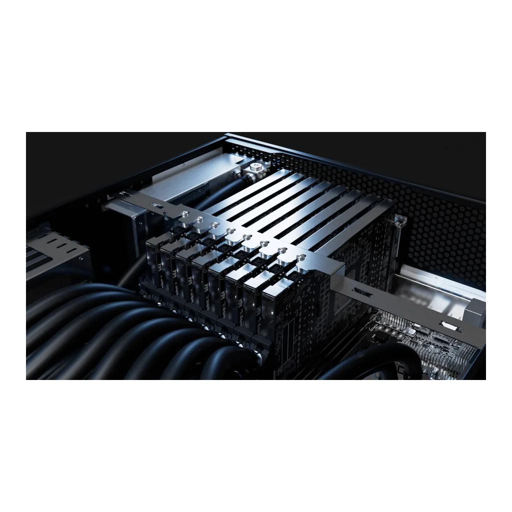 b5dc502ce6f12975ae067aa2fe3a3ddc-hi.jpg AI Neural Matrix 4U GPU SERVER - Threadripper PRO 9995WX (96C/192T), 6x NVIDIA H200 NVL 148GB + RTX A400 4GB, 512GB DDR5 ECC 6400Mhz RAM, 8TB Gen5 NVMe SSD, 5x 2000W Platinum PSU, Custome WaterCooled