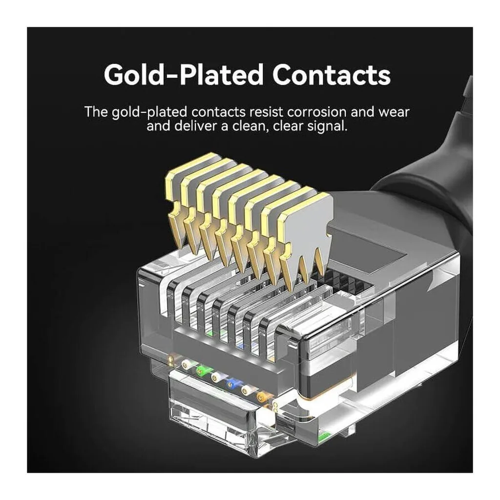 b5f0a34fcfff5f009bf040a1118d567a-hi.jpg Vention Cat6A UTP Ethernet Patch Cable, 10Gbps Data Transfer Rates, Oxygen-Free Copper Conductors, Gold-Plated Contacts, Flexible PVC Jacket, 5 Meter Cable Length, Gray