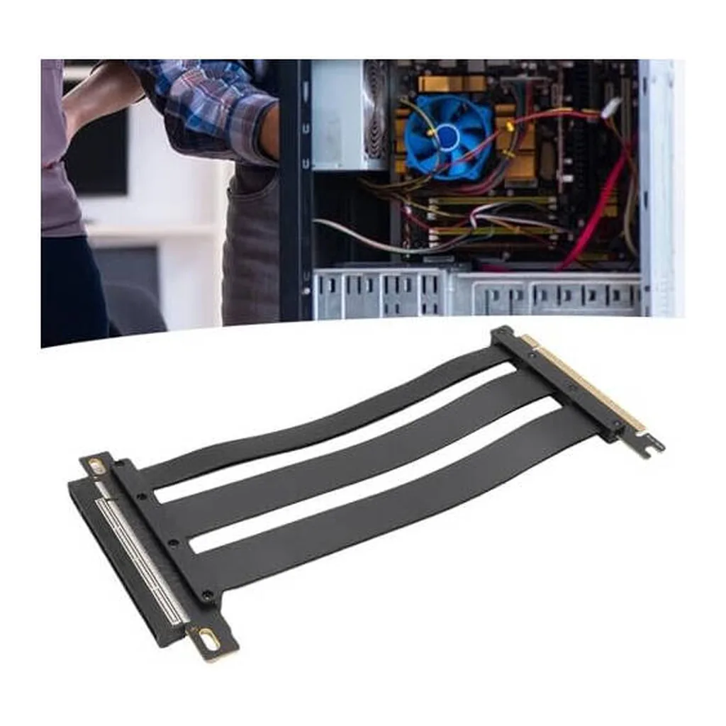 ASHATA PCIe 5.0 X16 GPU Extension Cable 128Gbps Gen 5 Flexible Riser Card for RTX 4090 RTX 5090 RX 7900 Vertical GPU Display and Mounting, Black | (A) - Image 4 ASHATA PCIe 5.0 X16 GPU Extension Cable 128Gbps Gen 5 Flexible Riser Card for RTX 4090 RTX 5090 RX 7900 Vertical GPU Display and Mounting, Black | (A)
