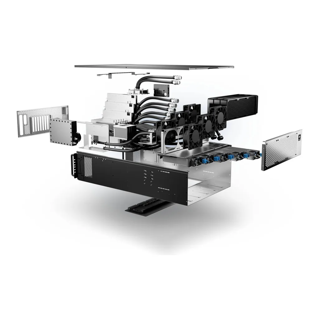 b6d973410d3a526c5d09a7069c2d0056-hi.jpg AI Neural Matrix 4U GPU SERVER - Threadripper PRO 9985WX (64C/128T), 4x NVIDIA H200 NVL 141GB + RTX A400 4GB, 512GB DDR5 ECC 6400Mhz RAM, 8TB Gen5 NVMe SSD, 5x 2000W Platinum PSU, Custome WaterCooled