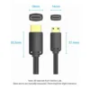 b6ff87e9146774608e6e7efee534ef96-hi.jpg Vention HDMI-C Male to HDMI-A Male 4K HD Cable, 4K@60Hz Resolution, 3D Visual Effects, Supports HDR, Audio-Video Synchronized Output, No Lag, No Screen Flicker, 3 Meter Cable Length, Black
