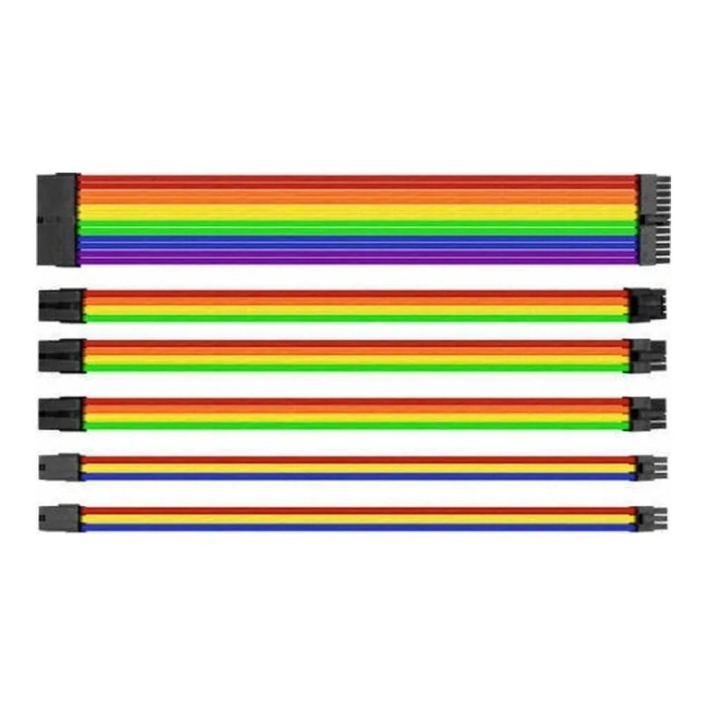 b76cdbc5cddf4f305c2e18f498407868-hi.jpg Thermaltake TtMod 300 mm Sleeved Cable Extension, Rainbow (AC-049-CNONAN-A1)