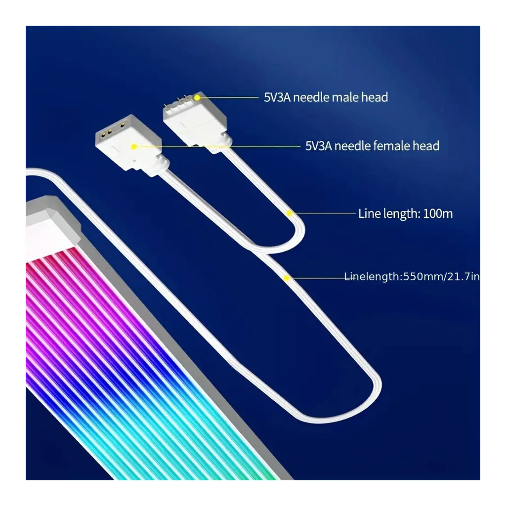 ARGB Neon Cable Decoration Strip, Single / Dual 8-Pin, White | Computer Light - Image 4 ARGB Neon Cable Decoration Strip, Single / Dual 8-Pin, White | Computer Light