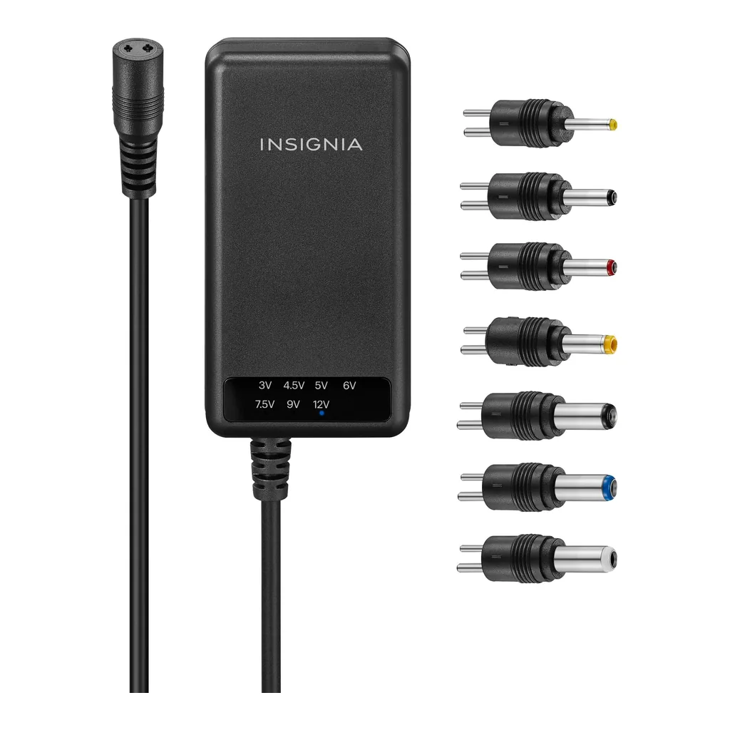 b840b1d5-7ab6-43a4-aae3-eeee9156f917.jpg Insignia™ - 22.5W Universal AC Adapter for Devices with Round-Pin Connections (5 ft) - Black