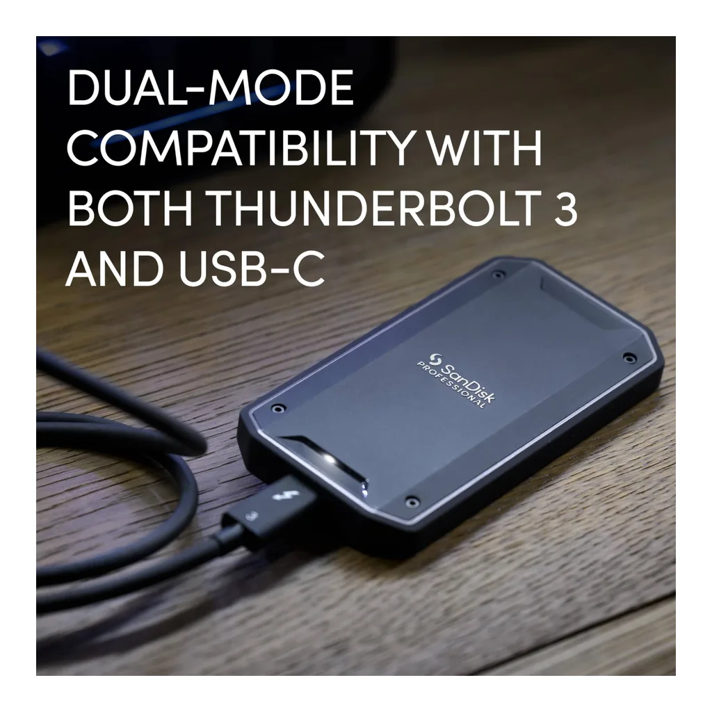 b89e57a67b28fc6f517b05ecb84c967b-hi.jpg SanDisk Professional 4TB PRO-G40 SSD, Up to 3000MB/s, Thunderbolt 3 (40Gbps), USB-C (10Gbps), IP68 dust/Water Resistance, External Solid State Drive, Black | SDPS31H-004T-GBCND