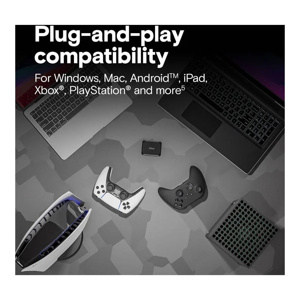bb5046e1dec975ad1c11aac7046ad1e1-hi.jpg Crucial X9 Portable SSD, 2TB Capacity, 1050 MB/s Sequential Read, USB 3.2 Gen-2 (10Gb/s) Interface, Black | CT2000X9SSD9