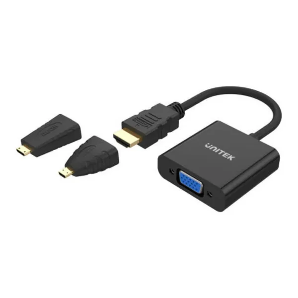 bbdc26ca364ae83c3bbb73c5d0e8f23e-md.jpg Unitek HDMI to VGA Adapter with 3.5mm for Stereo Audio Plus Mini & Micro HDMI Adapter, VGA 1080P UXGA Resolution, Plug And Play, 20cm Cable Length, Black | Y-6355
