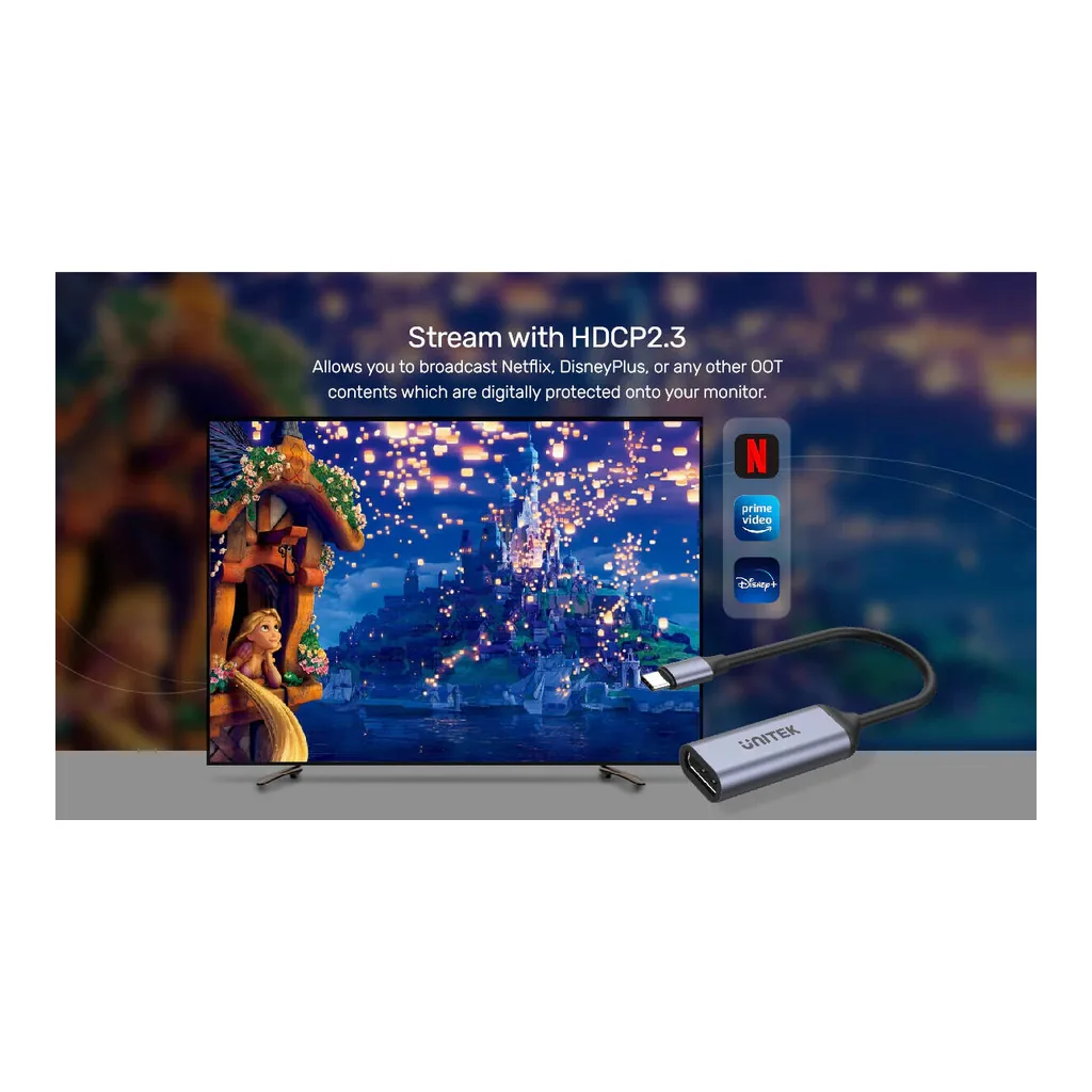 bc7f078b20986a4119c5168e89e47abb-hi.jpg Unitek USB-C to DisplayPort1.4 Adapter, Up To 4K@144Hz or 8K@60Hz Resolution, Stream with HDCP2.3, Aluminum Housing Material, 15cm Cable Length, Space Gray | V1415A