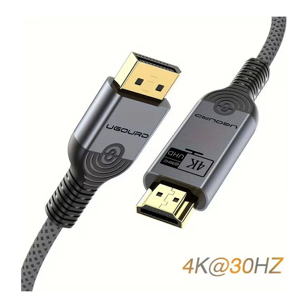 bd13121c54d1531ba6df2afa2ed87a2e-hi.jpg UGOURD Displayport to HDTV 1.4 Cable, Male to Male, Supports 4K at 30 Hz And 2K at 120Hz for UHD Video Transfer And Includes a Chip for Connecting Pcs, Laptops, And Tvs, 1.5 Meter Cable Length