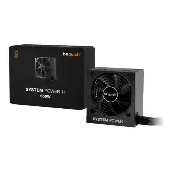 Be Quiet! SYSTEM POWER 11 Non-Modular Power Supply, 650W Power, 80 PLUS Efficiency, ATX 3.1 / PCIe 5.1 Compatible, 120 mm Silence-Optimized Fan | BP011UK – Main image Be Quiet! SYSTEM POWER 11 Non-Modular Power Supply, 650W Power, 80 PLUS Efficiency, ATX 3.1 / PCIe 5.1 Compatible, 120 mm Silence-Optimized Fan | BP011UK – Main image