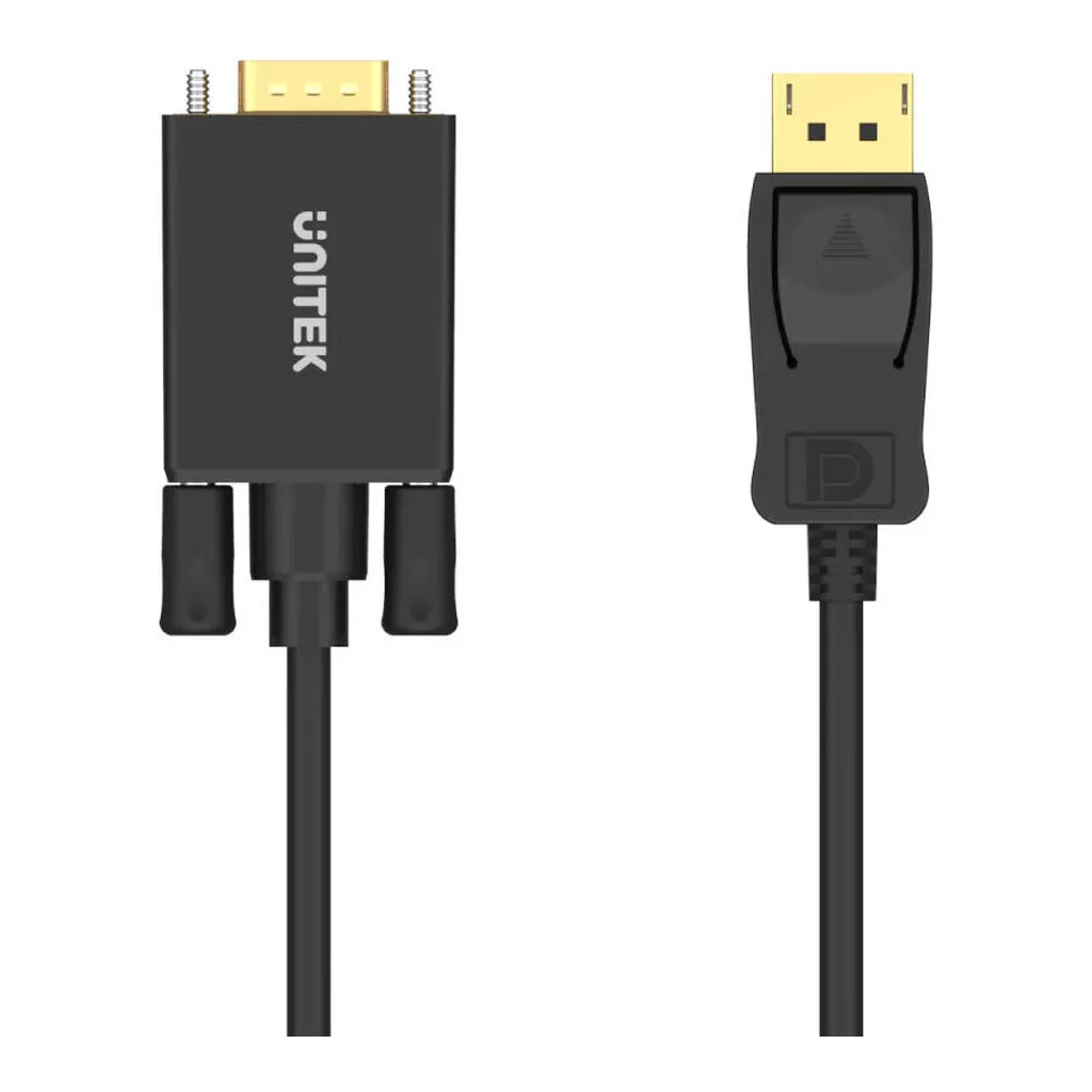 be2ba4f5b9c0f9fba71a2a14e61a08dd-hi.jpg Unitek DisplayPort to VGA Cable, Up to 1920x1200 Resolution, Strain Relief, No Software Required, 1.8 Meter Cable Length, Black | Y-5118F