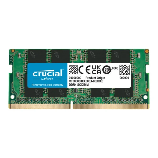 Crucial 8GB DDR4-3200 SODIMM Laptop Memory, 8GB Density, 1.2V Voltage, DDR4-3200 Speed, 22 CAS Latency, SODIMM Module Type, Green | CT8G4SFRA32A - Image 1 Crucial 8GB DDR4-3200 SODIMM Laptop Memory, 8GB Density, 1.2V Voltage, DDR4-3200 Speed, 22 CAS Latency, SODIMM Module Type, Green | CT8G4SFRA32A - Image 1