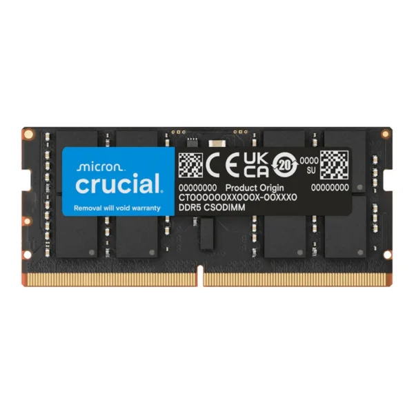 Crucial DDR5 CSODIMM Laptop Memory, 24GB Capacity, 6400 MHz Clock Speed, CL52 CAS Latency, 262-Pin SO-DIMM, Unbuffered DIMM Type, Black | CT24G64C52CS5 - Image 1 Crucial DDR5 CSODIMM Laptop Memory, 24GB Capacity, 6400 MHz Clock Speed, CL52 CAS Latency, 262-Pin SO-DIMM, Unbuffered DIMM Type, Black | CT24G64C52CS5 - Image 1