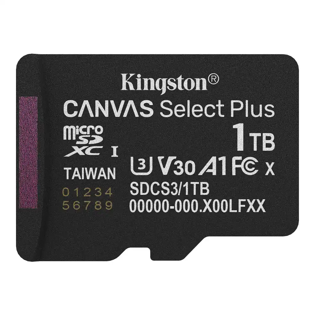 c6ee10e44e424daf8c8371bb80ba9fab-hi.jpg Kingston Canvas Select Plus microSDXC Memory Card with Adapter, 1TB Capacity, UHS I U3 V30 A1, Up to 150MB/s Read Speed, Class 10, 4K Full HD Video Recording, Android Optimized | SDCS3/1TB