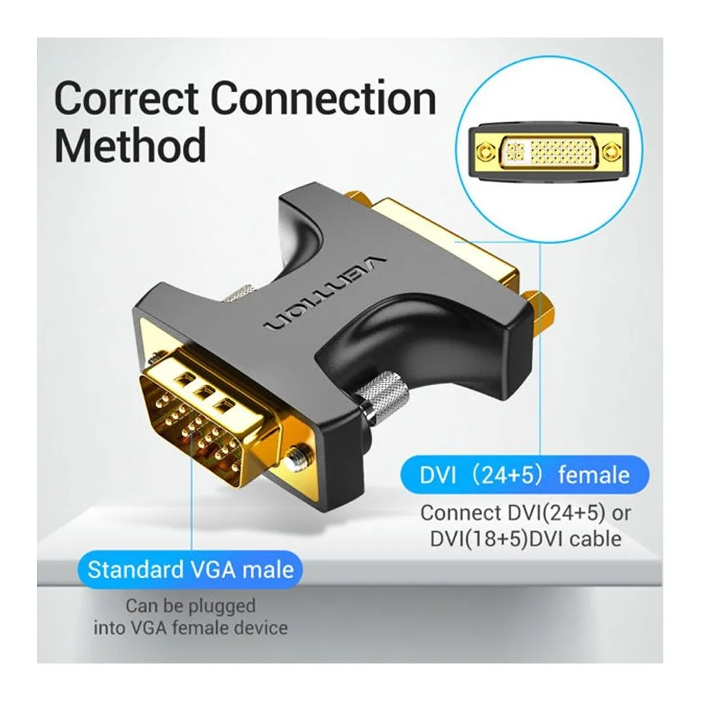 c71a1bb1081247e994be0cfd719ca64a-hi.jpg Vention VGA Male to DVI Female Adapter, Display at Both Ends, 1080P HD, Gold-plated Interface, Black | DDDB0