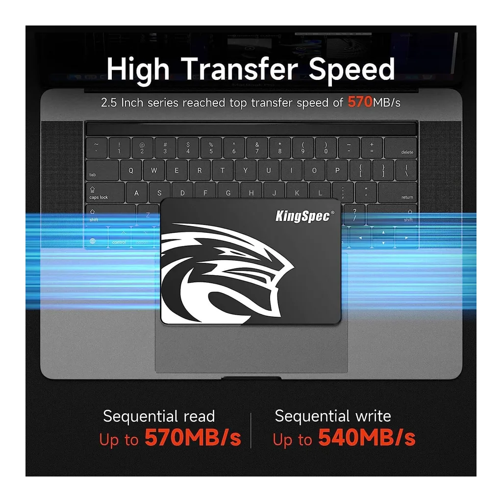c833f98e1be497b2a20a129d84378a4e-hi.jpg KingSpec P3 Series SATA SSD, 512GB Capacity, 2.5" Form Factor, SATA III 6Gbps Interface, Up to 560MB/s Read & 530MB/s Write Speed, 3D TLC Flash Type, Black | P3-512