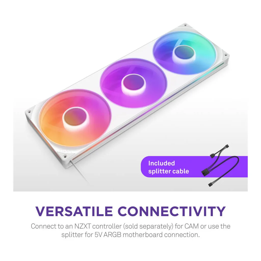 NZXT F420 RGB Core 140mm Dual-Rotor RGB Case Fan, White | RF-U42HF-W1 - Image 3 NZXT F420 RGB Core 140mm Dual-Rotor RGB Case Fan, White | RF-U42HF-W1