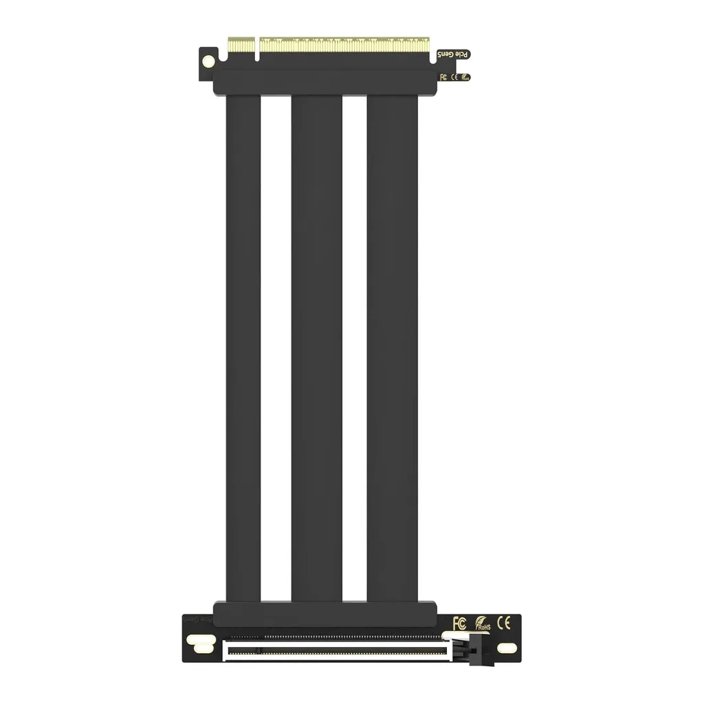 GLOTRENDS 200mm PCIe 5.0 Riser Cable, Black | PCIE50-X16-200mm-0090D - Image 1 GLOTRENDS 200mm PCIe 5.0 Riser Cable, Black | PCIE50-X16-200mm-0090D