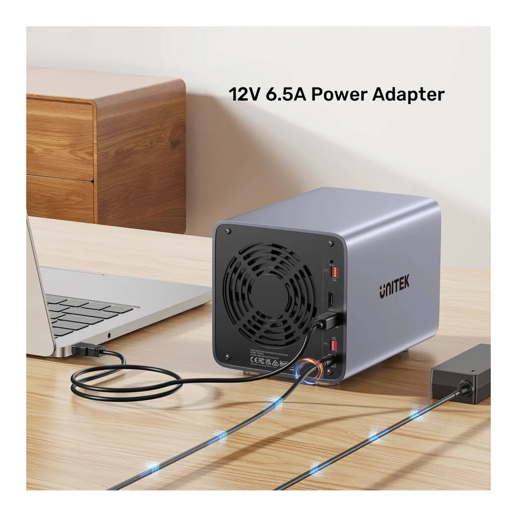 cabd983903136f7149f91393b46c655d-hi.jpg UNITEK 4-Bay RAID External Hard Drive Enclosure, Up to 80TB, USB 5Gbps, 2.5/3.5-inch SATA HDD/SSD, RAID 0/1/3/5/10, CLONE, JBOD, PM, Plug & Play, Space Grey | S1301AGY01-UK