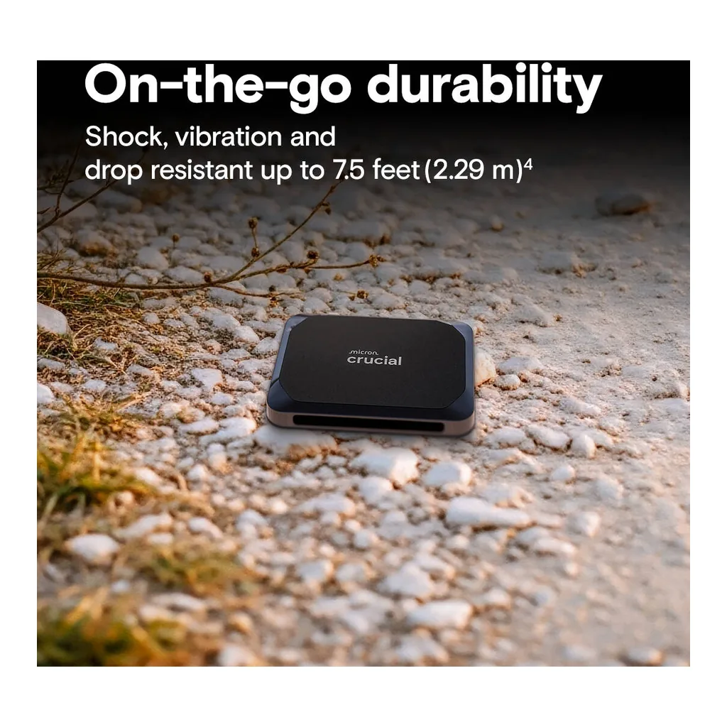 cdecec0466f0f32dfe1e32dc0f3bc33d-hi.jpg Crucial X9 Portable SSD, 2TB Capacity, 1050 MB/s Sequential Read, USB 3.2 Gen-2 (10Gb/s) Interface, Black | CT2000X9SSD9
