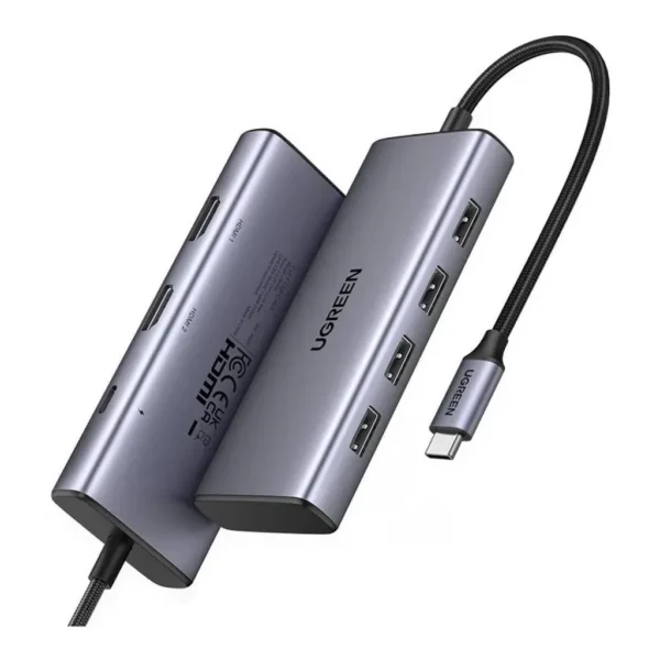 ce93333b281242f759dcfcb1e80fdea3-hi.jpg UGREEN 7 in 1 USB C Multifunctional Adapter, 2x HDMI, 2x USB A 3.0, 2x USB A 2.0 & 100W PD Hub Dock Multi Port, High Speed Data Transfer, Gray | 35897