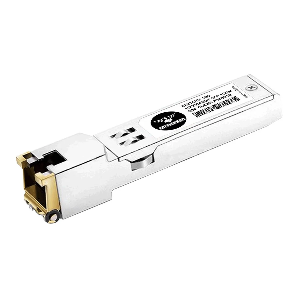 COMMANDO 10G RJ-45 Cat 6a/7 Transceiver Module, Lightning Copper 1000 Base-T SFP, Standard, Hot Swappable, 1.25 Gbps Data Transfer Rate, For Single Mode / Multi-Mode Fiber, 30m Distance | CMD-UTP-10G – Main image COMMANDO 10G RJ-45 Cat 6a/7 Transceiver Module, Lightning Copper 1000 Base-T SFP, Standard, Hot Swappable, 1.25 Gbps Data Transfer Rate, For Single Mode / Multi-Mode Fiber, 30m Distance | CMD-UTP-10G – Main image