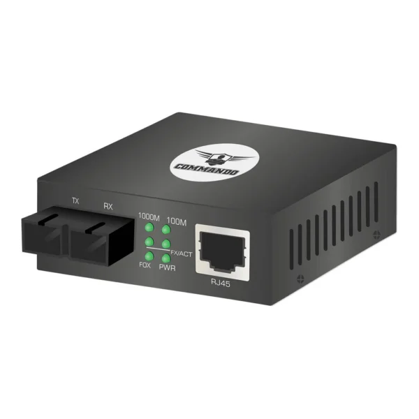 COMMANDO MC-GSMDF-25K LightningFIBER 1GE Media Converter, Single Mode, Dual Fiber, 1310nm, 25KM, MC, 1000Mbps Data Transferring Speed, Extend Network Distance Up to 25km, Black | MC-GSMDF-25K – Main image COMMANDO MC-GSMDF-25K LightningFIBER 1GE Media Converter, Single Mode, Dual Fiber, 1310nm, 25KM, MC, 1000Mbps Data Transferring Speed, Extend Network Distance Up to 25km, Black | MC-GSMDF-25K – Main image