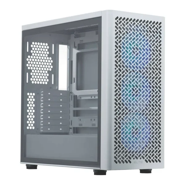 Cooler Master Elite 502 Mid Tower Computer Case, 3x 120mm ARGB Pre-Installed Fans, Up to 420mm Radiator & 7x 120mm Fan Support, Tempered Glass Side Panel, White | E502-WGNN-S00 – Main image Cooler Master Elite 502 Mid Tower Computer Case, 3x 120mm ARGB Pre-Installed Fans, Up to 420mm Radiator & 7x 120mm Fan Support, Tempered Glass Side Panel, White | E502-WGNN-S00 – Main image